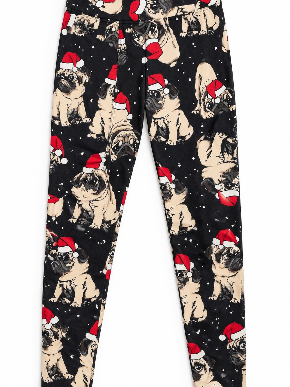 Kids Black Pug Holiday Pajama Leggings